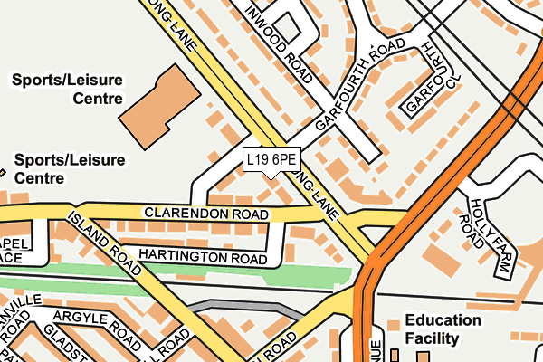 L19 6PE map - OS OpenMap – Local (Ordnance Survey)