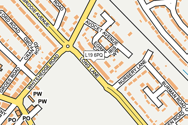 L19 6PQ map - OS OpenMap – Local (Ordnance Survey)