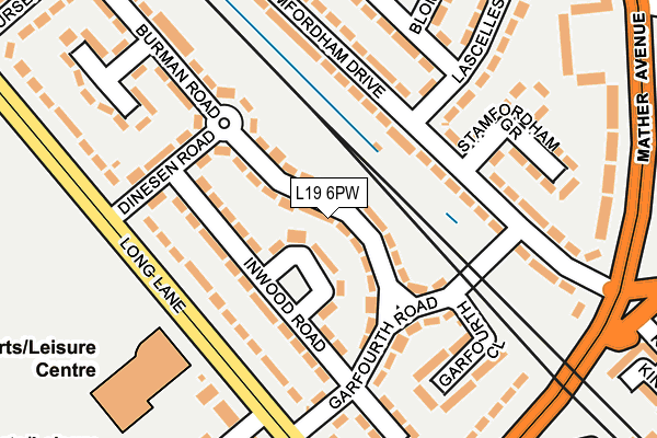 L19 6PW map - OS OpenMap – Local (Ordnance Survey)