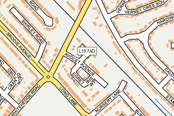 L19 7AD map - OS OpenMap – Local (Ordnance Survey)