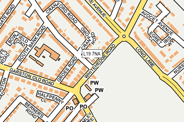 L19 7NA map - OS OpenMap – Local (Ordnance Survey)