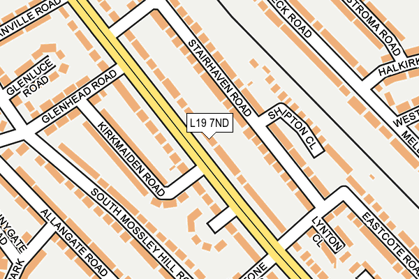L19 7ND map - OS OpenMap – Local (Ordnance Survey)