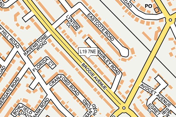 L19 7NE map - OS OpenMap – Local (Ordnance Survey)