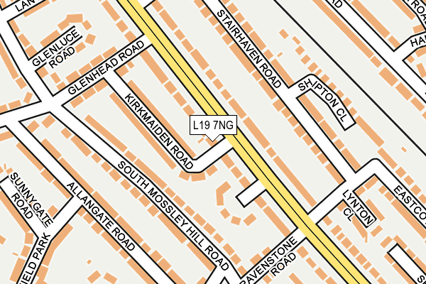 L19 7NG map - OS OpenMap – Local (Ordnance Survey)