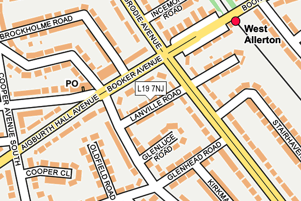 L19 7NJ map - OS OpenMap – Local (Ordnance Survey)