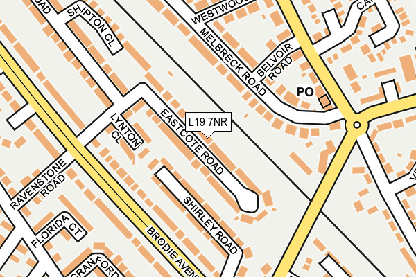 L19 7NR map - OS OpenMap – Local (Ordnance Survey)
