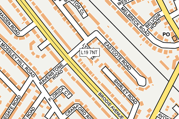 L19 7NT map - OS OpenMap – Local (Ordnance Survey)