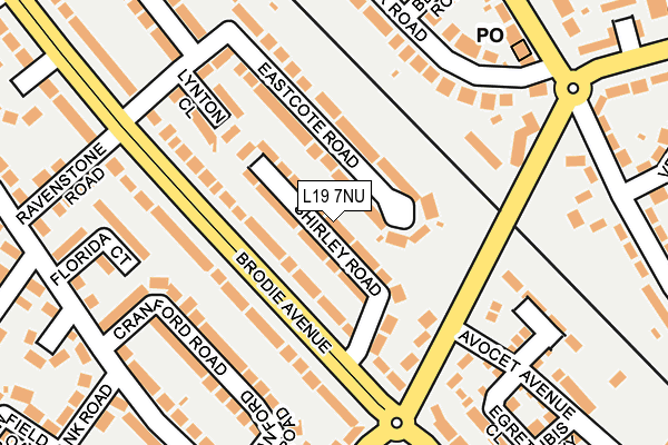 L19 7NU map - OS OpenMap – Local (Ordnance Survey)