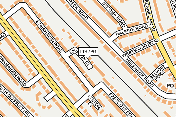 L19 7PG map - OS OpenMap – Local (Ordnance Survey)