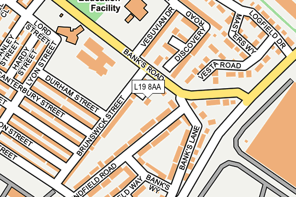 L19 8AA map - OS OpenMap – Local (Ordnance Survey)