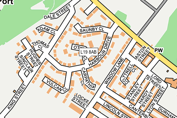 L19 8AB map - OS OpenMap – Local (Ordnance Survey)