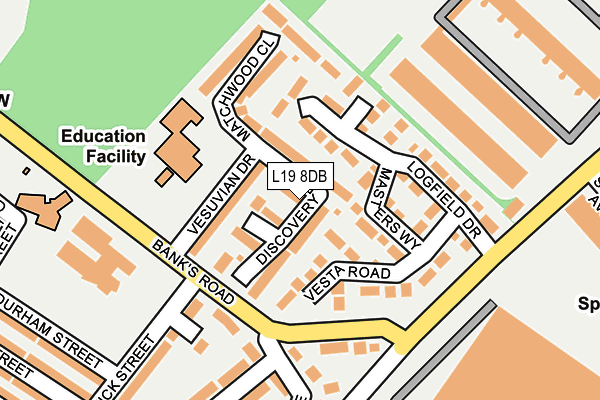 L19 8DB map - OS OpenMap – Local (Ordnance Survey)