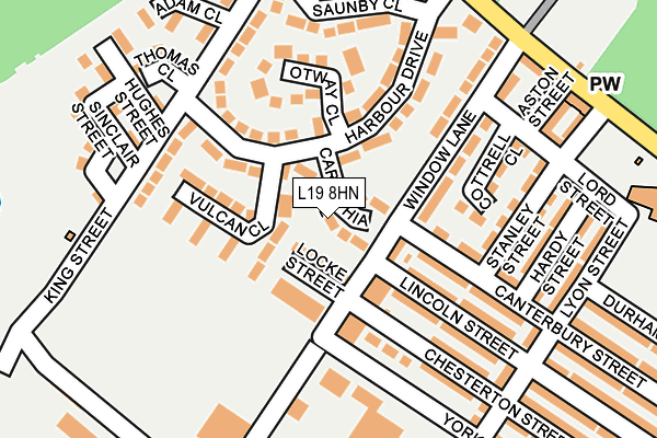 L19 8HN map - OS OpenMap – Local (Ordnance Survey)