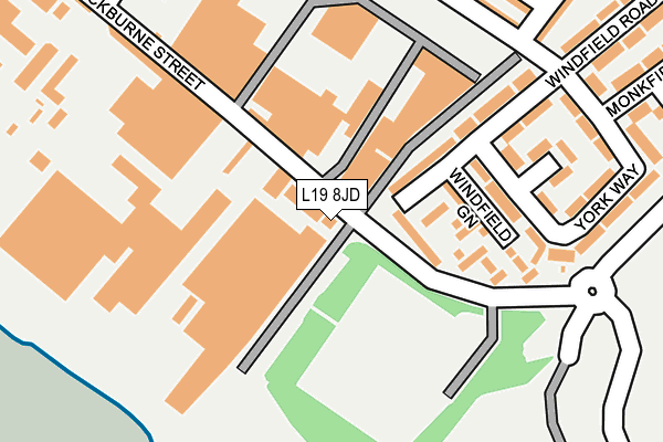L19 8JD map - OS OpenMap – Local (Ordnance Survey)