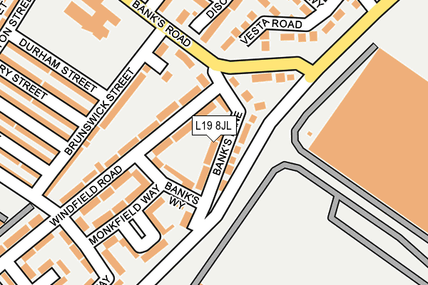 L19 8JL map - OS OpenMap – Local (Ordnance Survey)