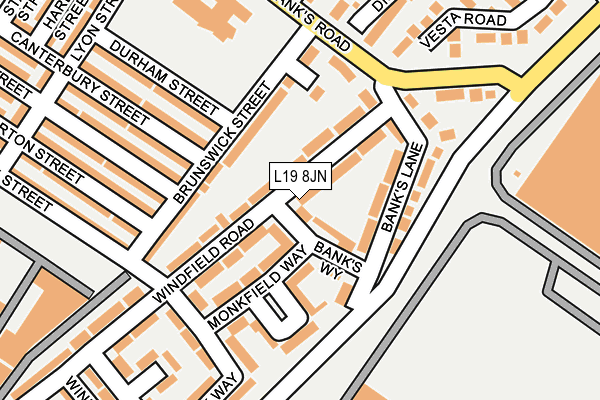 L19 8JN map - OS OpenMap – Local (Ordnance Survey)