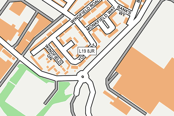 L19 8JR map - OS OpenMap – Local (Ordnance Survey)