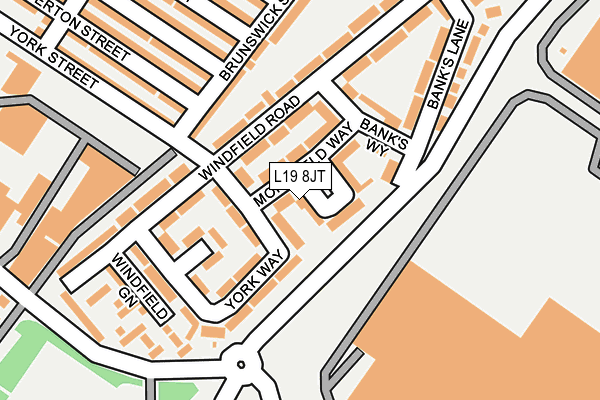 L19 8JT map - OS OpenMap – Local (Ordnance Survey)