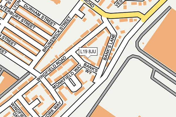 L19 8JU map - OS OpenMap – Local (Ordnance Survey)