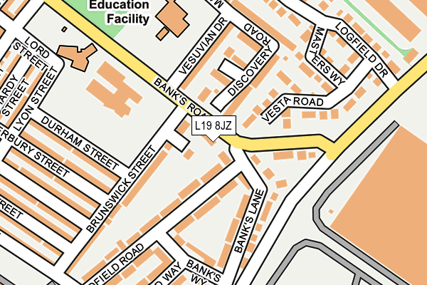 L19 8JZ map - OS OpenMap – Local (Ordnance Survey)