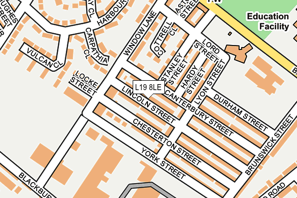 L19 8LE map - OS OpenMap – Local (Ordnance Survey)