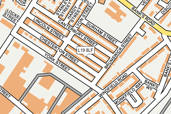 L19 8LF map - OS OpenMap – Local (Ordnance Survey)
