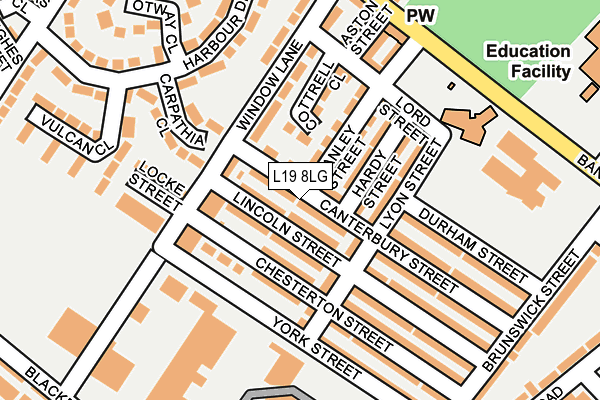 L19 8LG map - OS OpenMap – Local (Ordnance Survey)