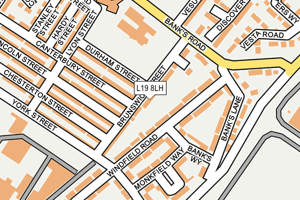 L19 8LH map - OS OpenMap – Local (Ordnance Survey)