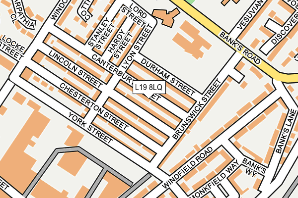 L19 8LQ map - OS OpenMap – Local (Ordnance Survey)