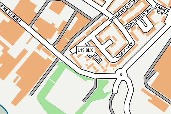 L19 8LX map - OS OpenMap – Local (Ordnance Survey)