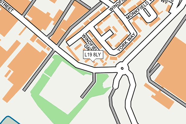 L19 8LY map - OS OpenMap – Local (Ordnance Survey)