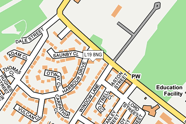 L19 8NG map - OS OpenMap – Local (Ordnance Survey)