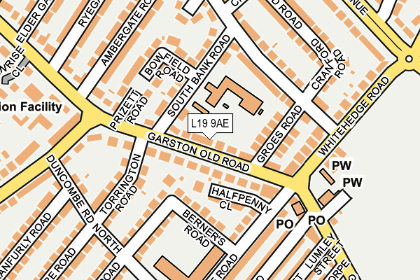 L19 9AE map - OS OpenMap – Local (Ordnance Survey)