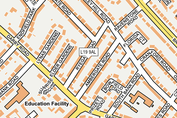 L19 9AL map - OS OpenMap – Local (Ordnance Survey)