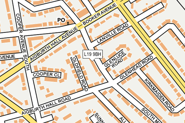 L19 9BH map - OS OpenMap – Local (Ordnance Survey)