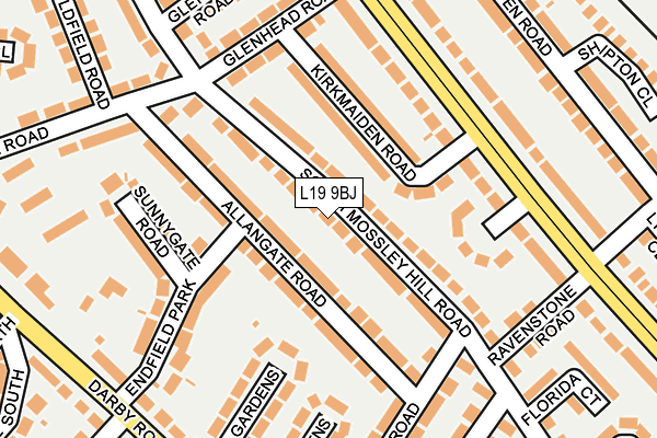 L19 9BJ map - OS OpenMap – Local (Ordnance Survey)