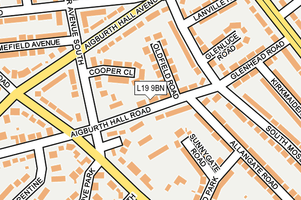 L19 9BN map - OS OpenMap – Local (Ordnance Survey)