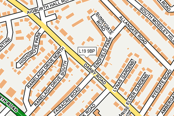 L19 9BP map - OS OpenMap – Local (Ordnance Survey)
