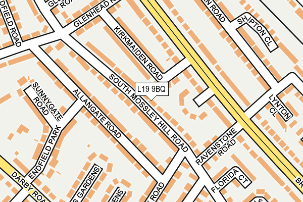 L19 9BQ map - OS OpenMap – Local (Ordnance Survey)