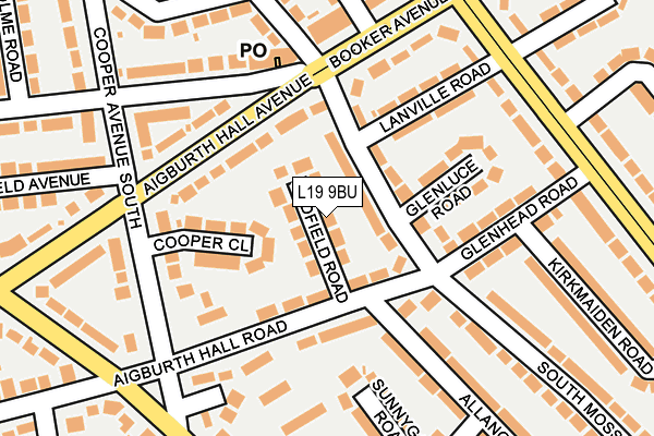 L19 9BU map - OS OpenMap – Local (Ordnance Survey)