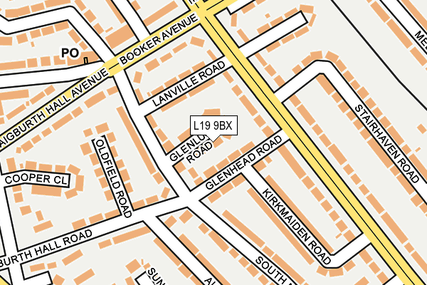 L19 9BX map - OS OpenMap – Local (Ordnance Survey)
