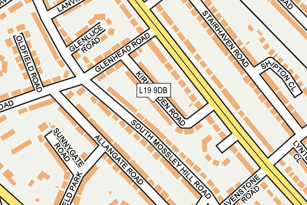 L19 9DB map - OS OpenMap – Local (Ordnance Survey)