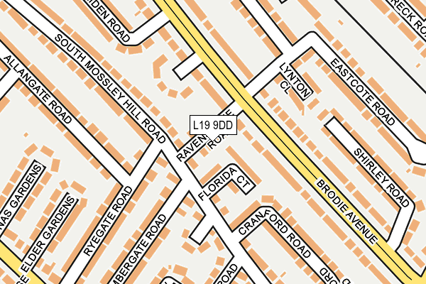 L19 9DD map - OS OpenMap – Local (Ordnance Survey)