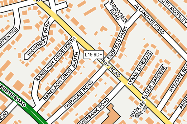 L19 9DF map - OS OpenMap – Local (Ordnance Survey)