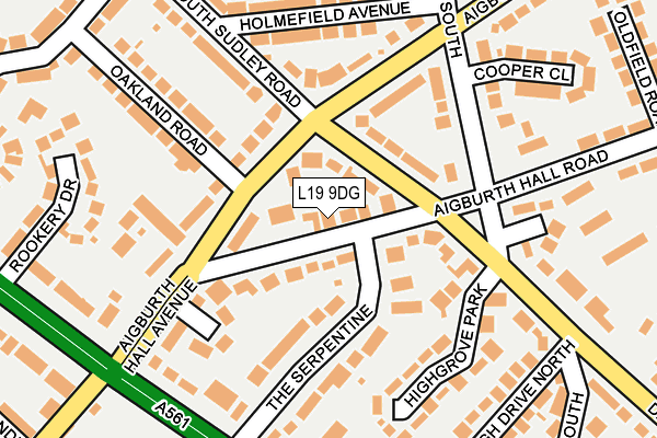 L19 9DG map - OS OpenMap – Local (Ordnance Survey)
