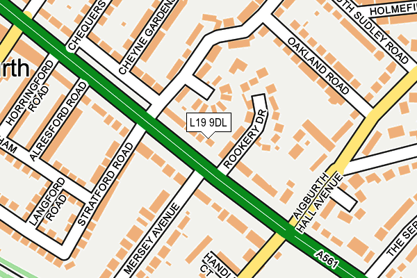 L19 9DL map - OS OpenMap – Local (Ordnance Survey)