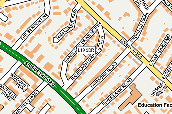 L19 9DR map - OS OpenMap – Local (Ordnance Survey)