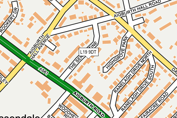 L19 9DT map - OS OpenMap – Local (Ordnance Survey)