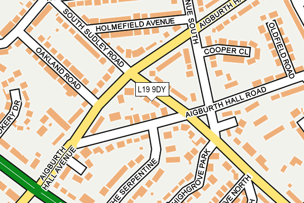 L19 9DY map - OS OpenMap – Local (Ordnance Survey)