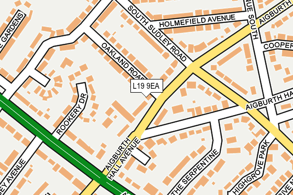L19 9EA map - OS OpenMap – Local (Ordnance Survey)